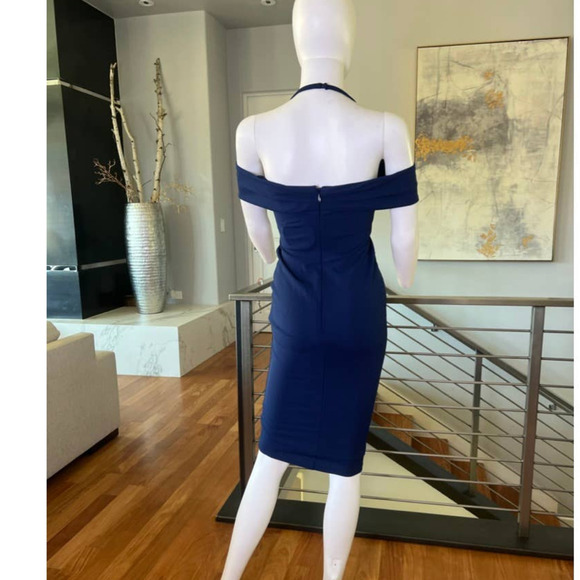 Nookie Athena Off Shoulder Midi Dress in Blue - Picture 2 of 12